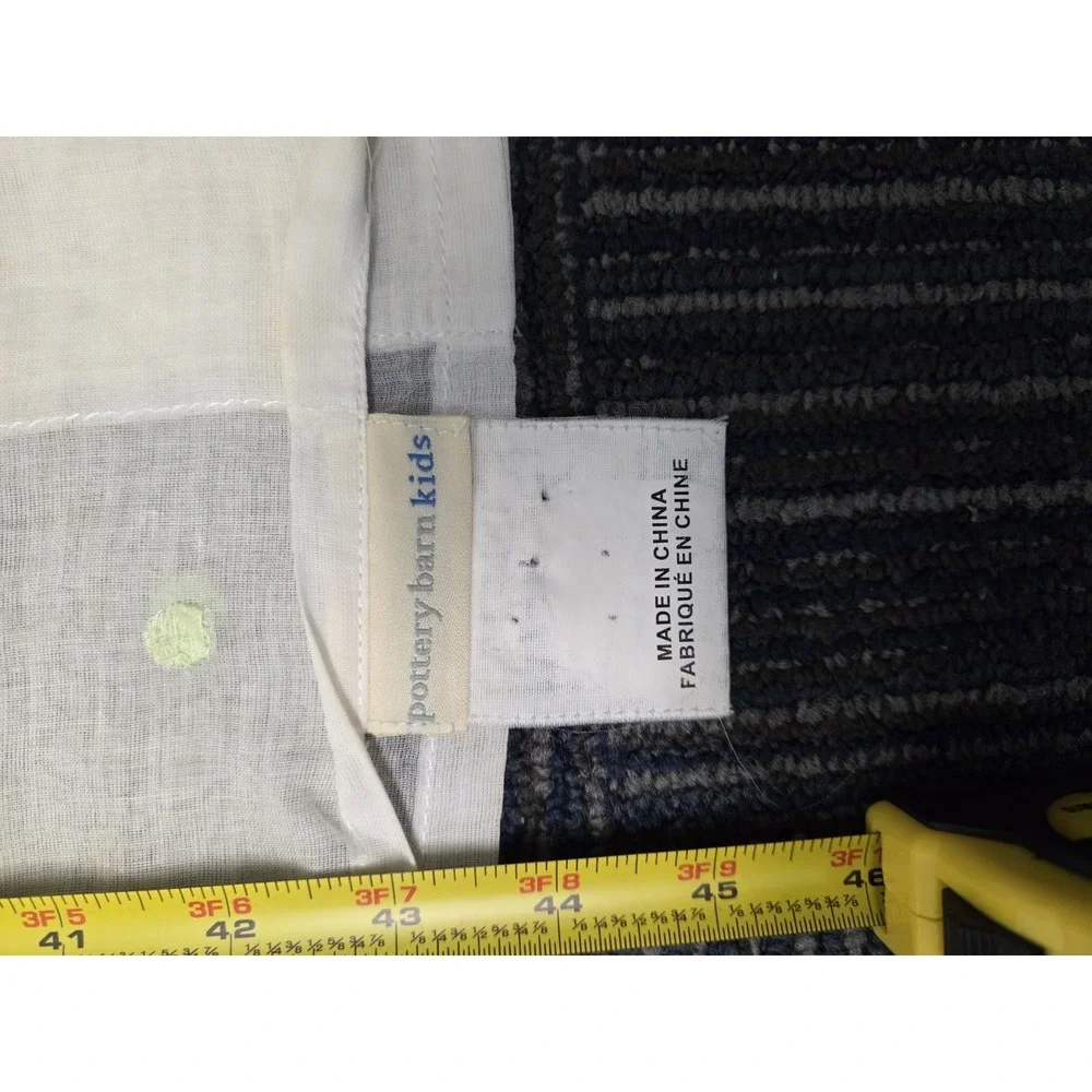 Set Of 2 Pottery Barn Kids Cotton White/ Light Green Polka Dot Curtain Panels